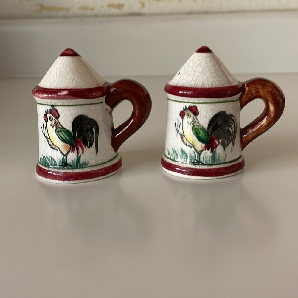 Vintage Ceramic Salt and Pepper Shakers with Rooster